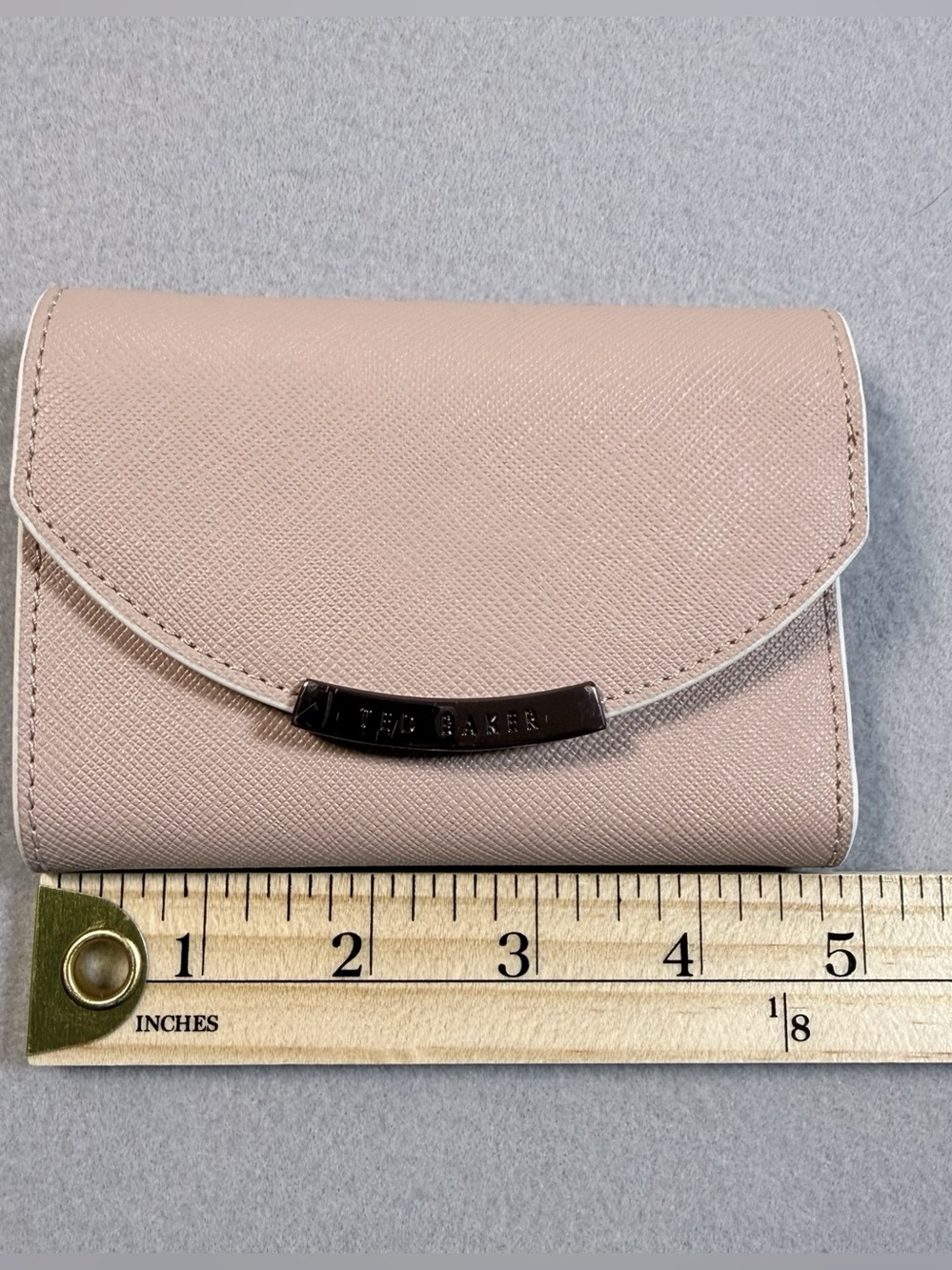 Ted Baker London – Pink Saffiano Leather Trifold Wallet